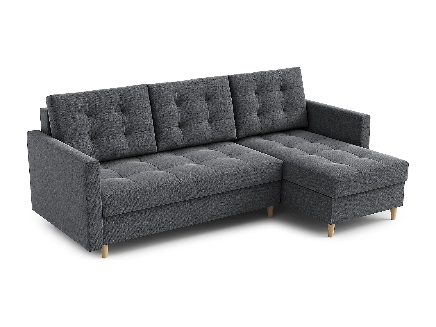 Canapé d'angle DIVO avec fonction sommeil, 224x103 cm, design élégant, matériaux de haute qualité, couleur gris foncé, gauche