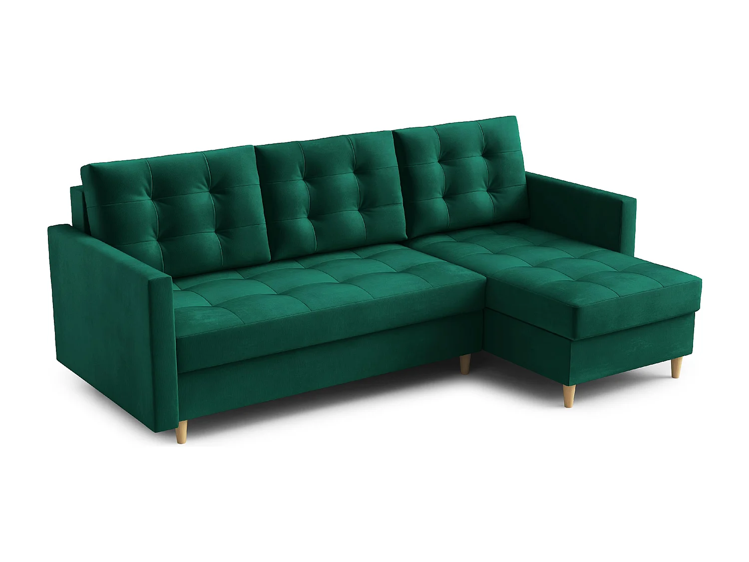 Narożnik DIVO z funkcją spania, 224x103 cm, elegancki design, wysokiej jakości materiały, kolor zielony, prawy