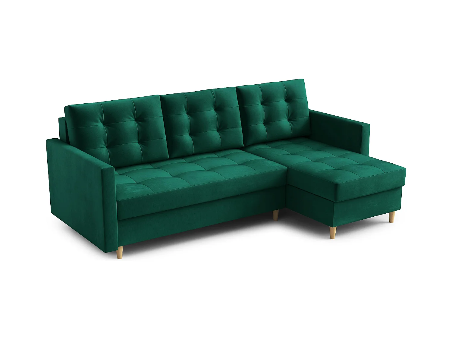 Canapé d'angle DIVO avec fonction sommeil, 224x103 cm, design élégant, matériaux de haute qualité, couleur vert, droite