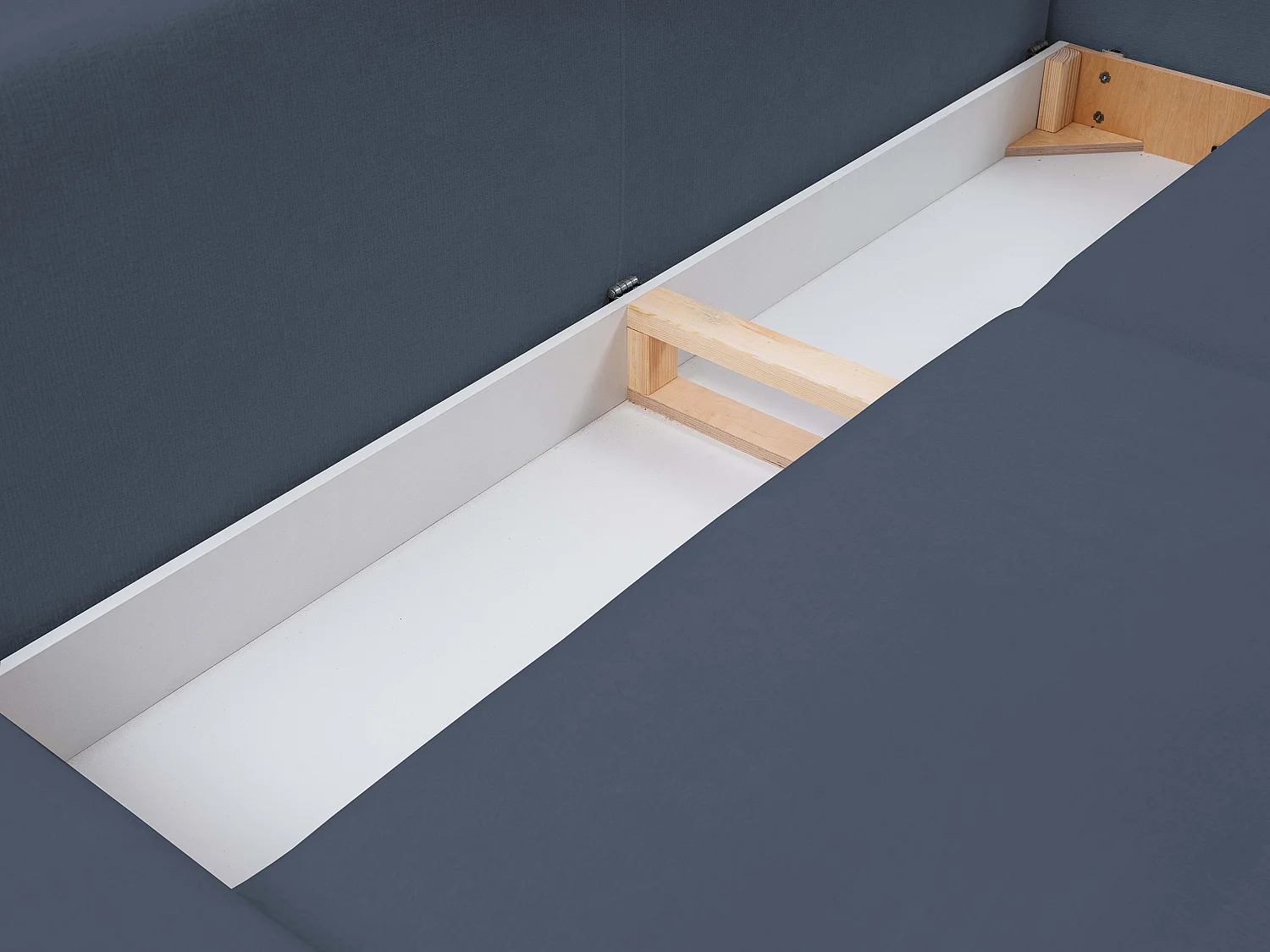 BOHO Sofa - Uitschuifbare bank met slaapoppervlak 140x200 cm, houten poten, opbergruimte, PUR-stof, 244x92x102 cm LICHTBLAUW