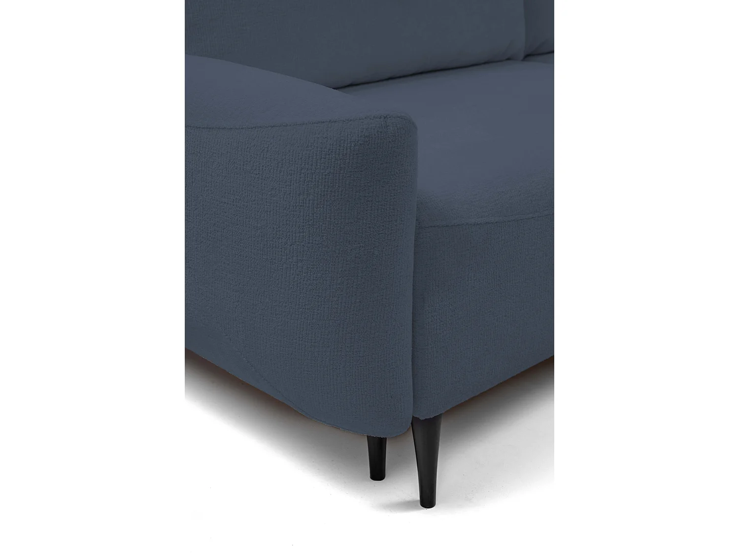 BOHO Sofa - Uitschuifbare bank met slaapoppervlak 140x200 cm, houten poten, opbergruimte, PUR-stof, 244x92x102 cm LICHTBLAUW