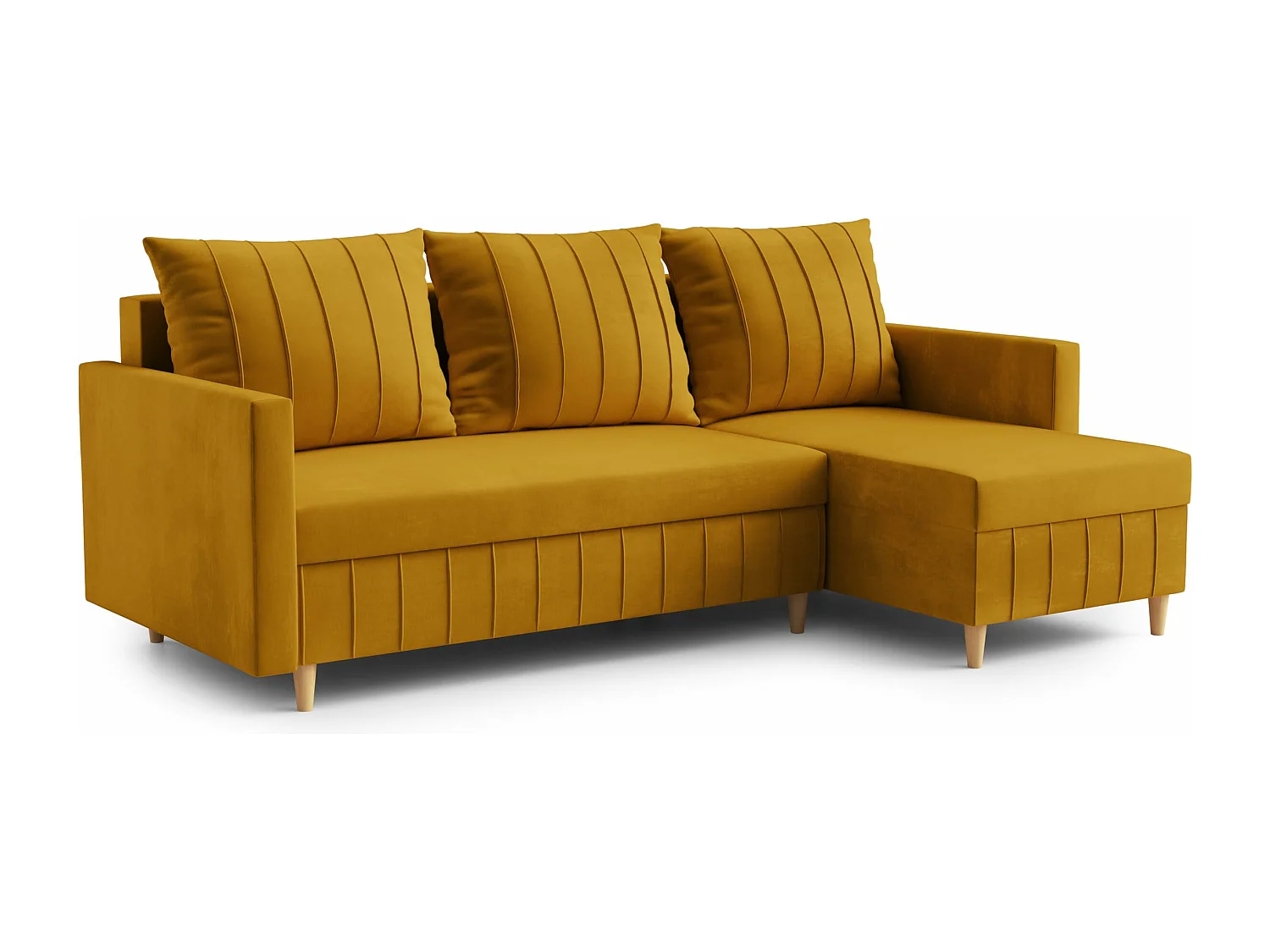 FOX hoekbank met elegant design, 224x103 cm, comfortabel, slaapfunctie, kleur lichtbruin, links