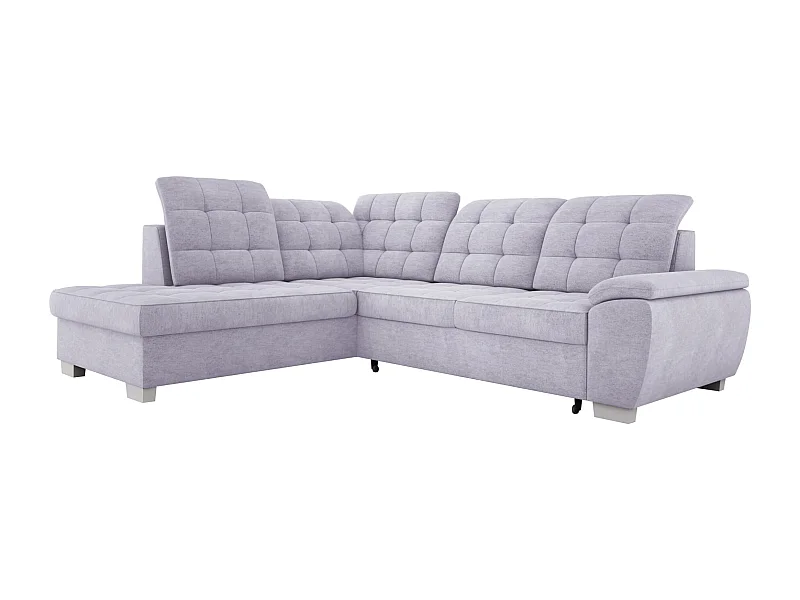Canapé d'angle LOTTA en tissu ASTI, 258x212cm - design élégant, fonction de couchage et rangement spacieux, à gauche, GRIS CLAIR