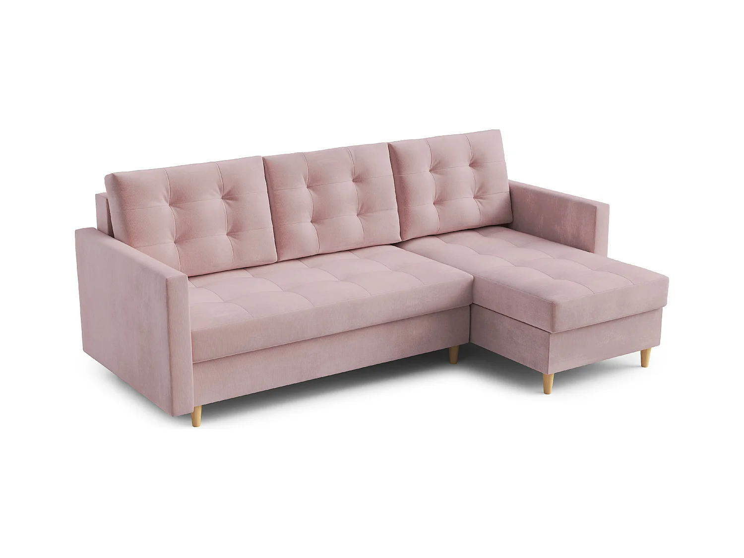 Canapé d'angle DIVO avec fonction sommeil, 224x103 cm, design élégant, matériaux de haute qualité, couleur rose, droite