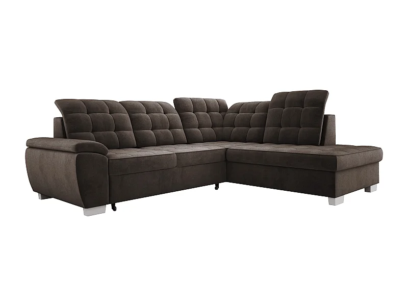 Ecksofa LOTTA Stoff SALVADOR, familienfreundlich, praktischer Bettkasten, hochwertige Verarbeitung, 258x212 cm, rechte Ecke, MARRON.