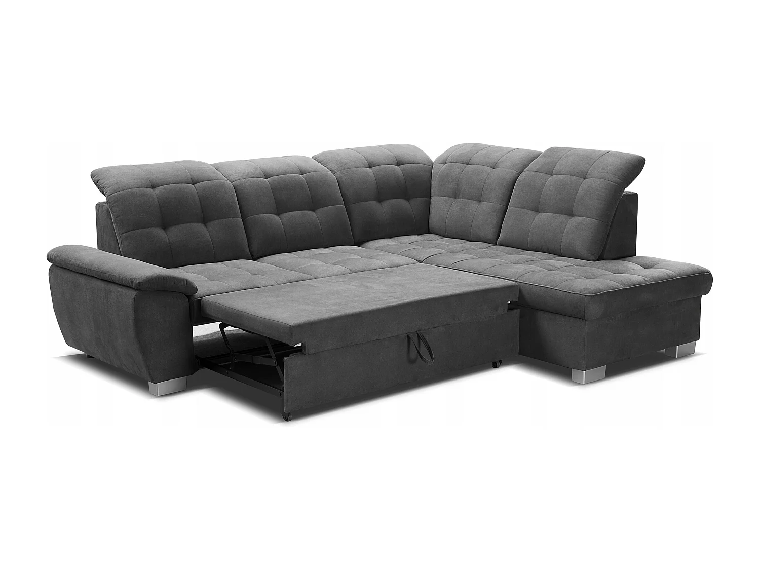 Ecksofa LOTTA Stoff SALVADOR, familienfreundlich, praktischer Bettkasten, hochwertige Verarbeitung, 258x212 cm, rechte Ecke, MARRON.