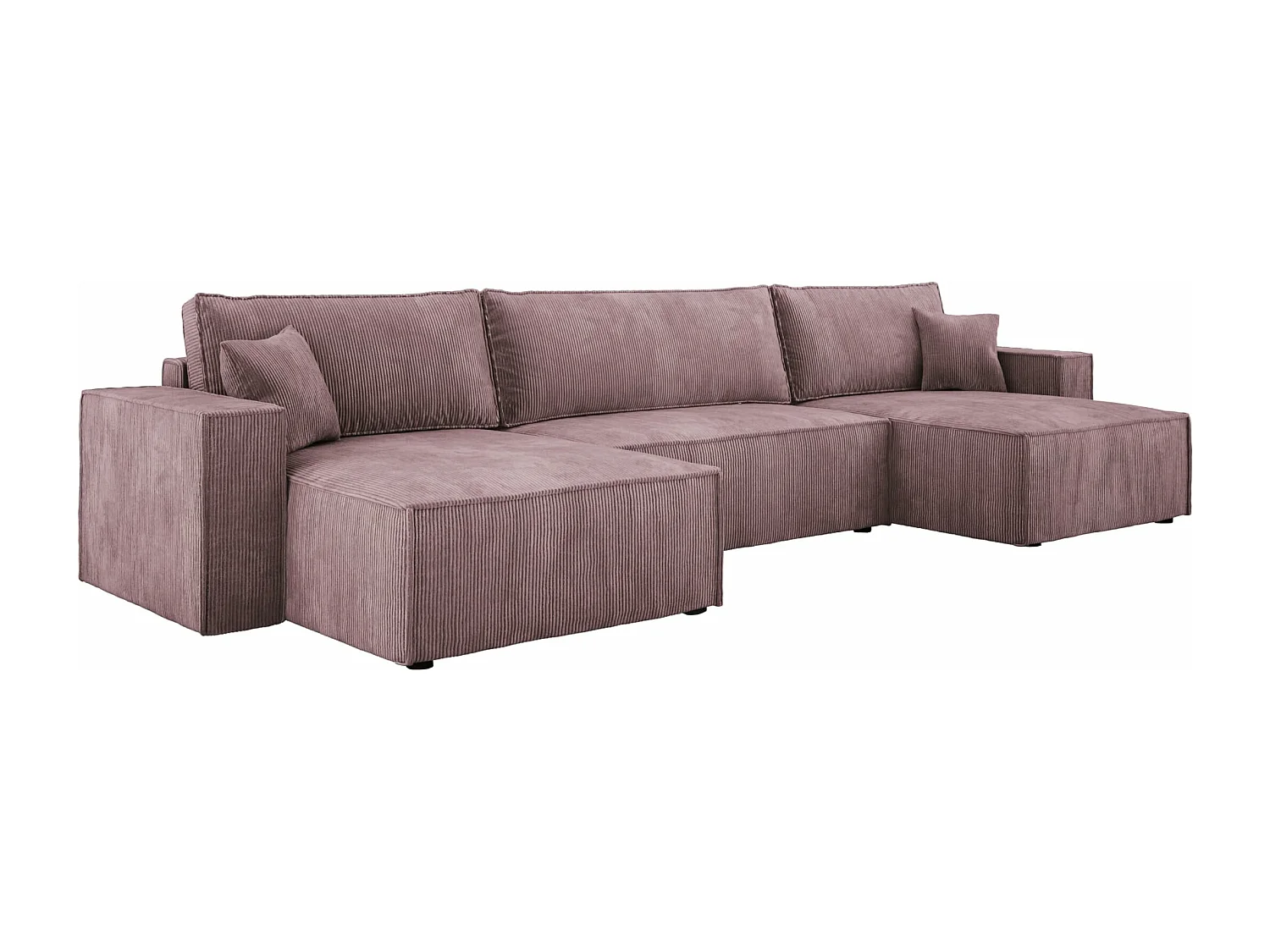 DomoHome Narożnik XXL w kształcie litery U z łóżkiem 330x130cm, miękkie poduszki, skrzynia, wysokiej jakości tapicerka, pudrowy róż, 377x143x83cm