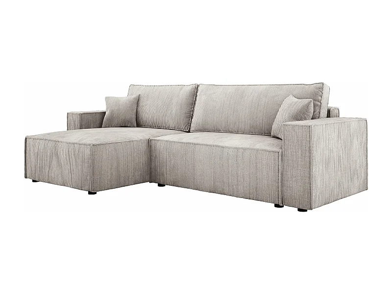 POSO XL Ecksofa mit Truhe - Liegefläche, Rippstoff, Wellenfedern, hellbeige, bequem, 274x143x83 cm