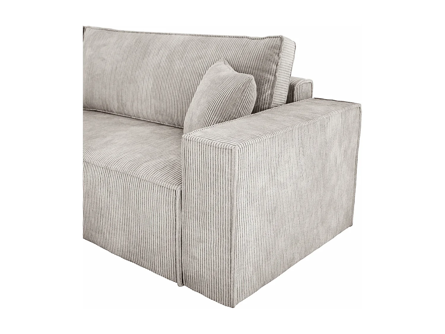 Narożnik POSO XL z funkcją spania - rozkładany, tkanina prążkowana, sprężyny faliste, jasnobeżowy, wygodny, 274x143x83 cm