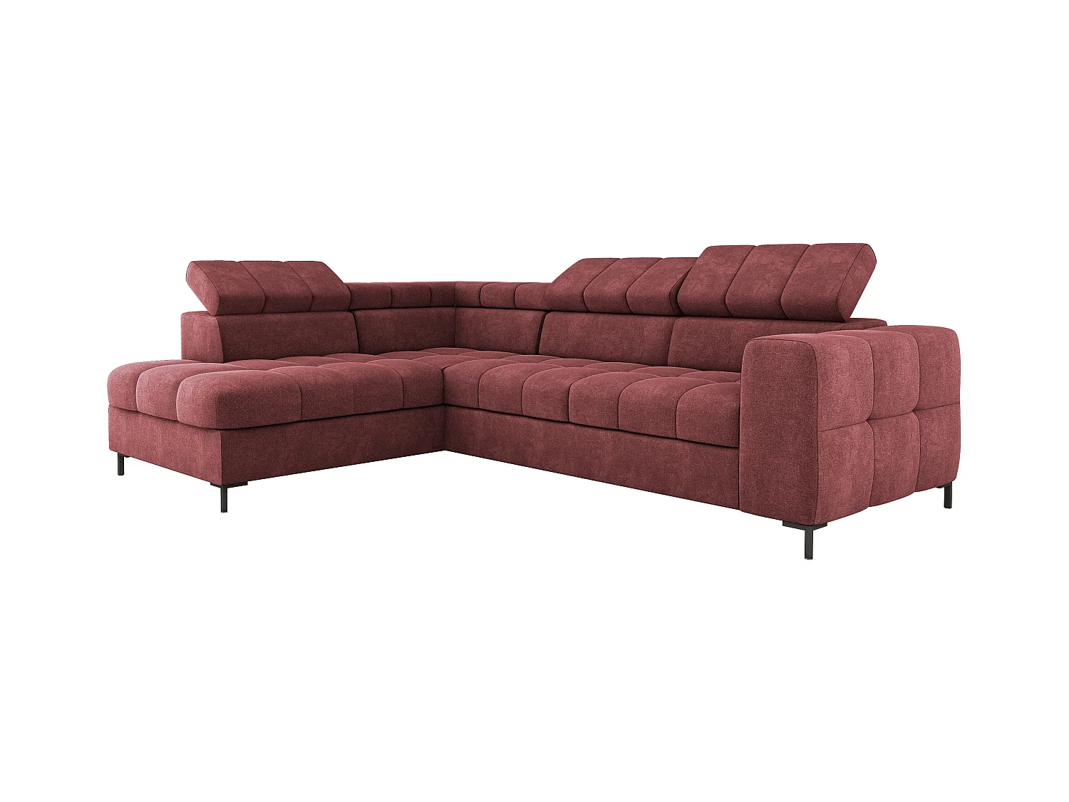 Canapé d'Angle PABLOS avec Têtière Réglable 279x201cm | Couchage & Rangement, Rouge Clair Vogue, Gauche