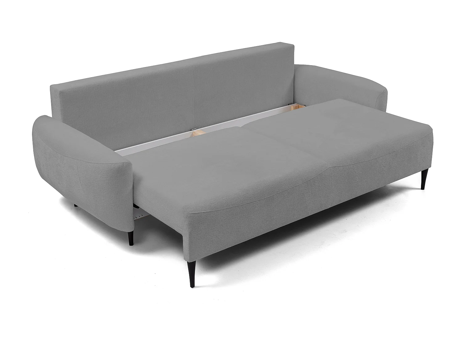 Sofa BOHO - Schlafsofa 140x200cm, Holzfüße, Bettzeugaufbewahrung, PUR-Schaumstoffpolsterung, 244x92x102cm DUNKELGRAU