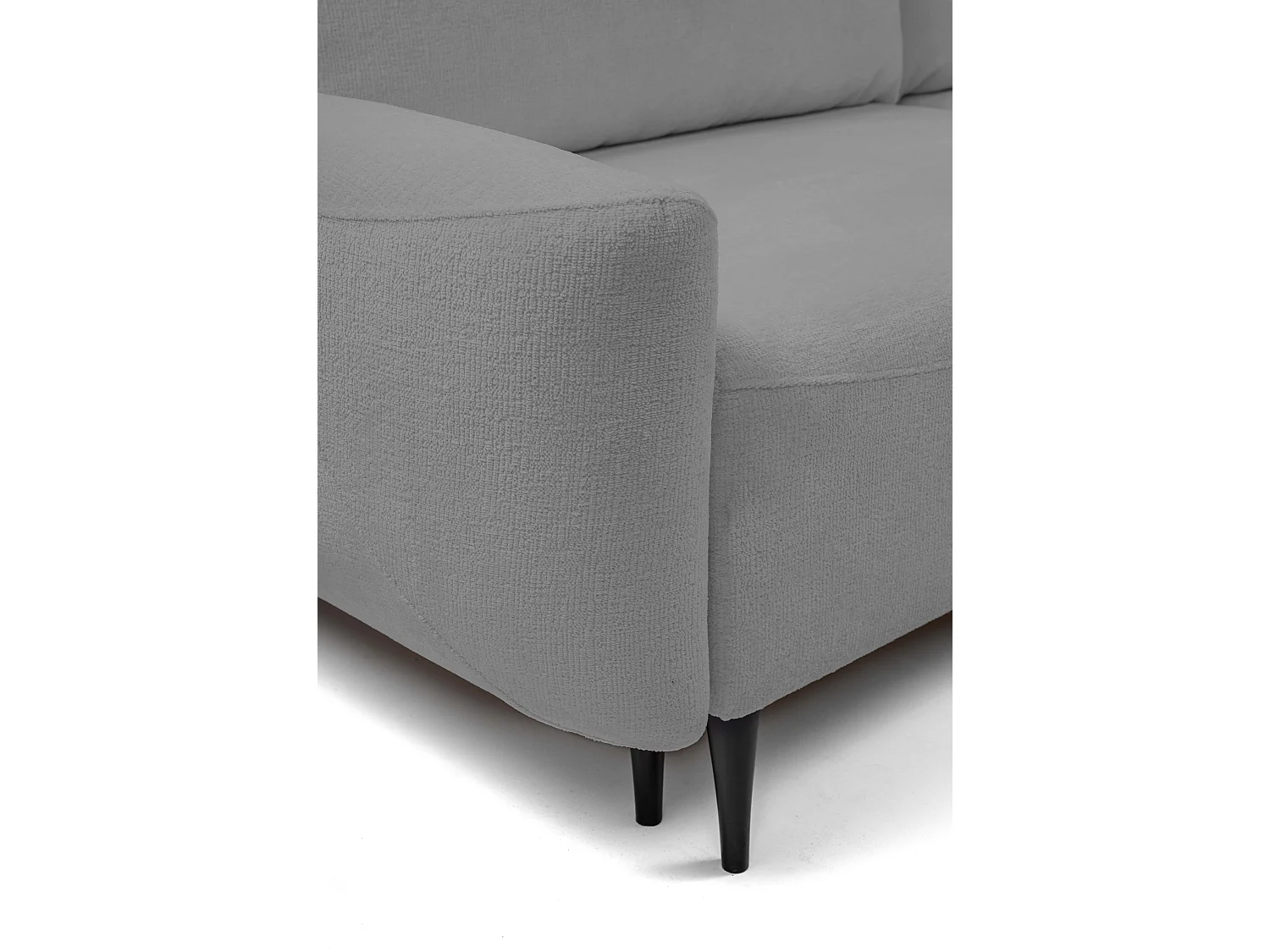 Sofa BOHO - Schlafsofa 140x200cm, Holzfüße, Bettzeugaufbewahrung, PUR-Schaumstoffpolsterung, 244x92x102cm DUNKELGRAU