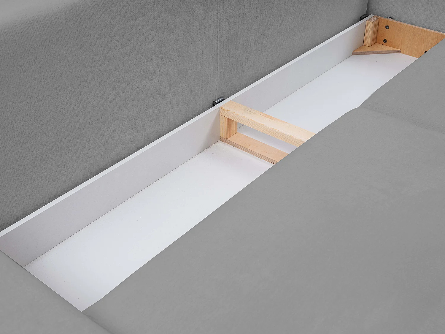 BOHO Sofa - Uitschuifbare bank met slaapoppervlak 140x200 cm, houten poten, opbergruimte, PUR-stof, 244x92x102 cm DONKERGRIJS