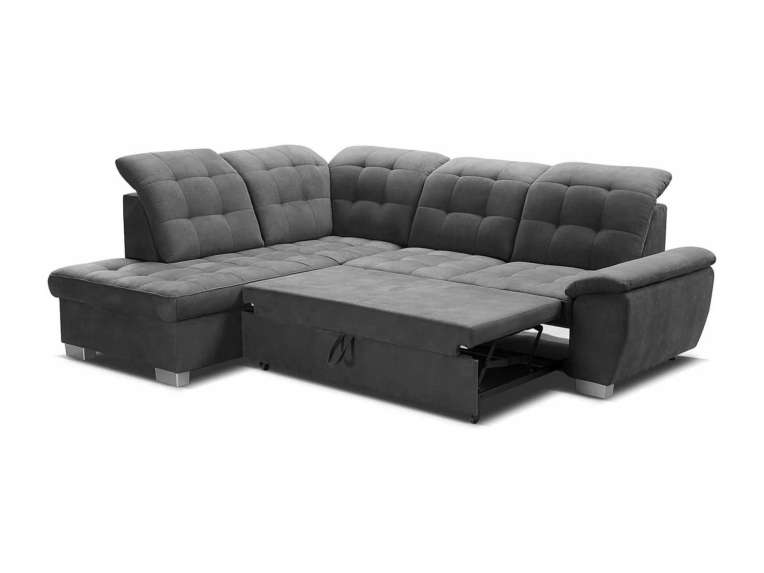 LOTTA hoekbank in stof ASTI, 258x212cm - elegant design, slaapfunctie en opbergruimte, links, BRUSH