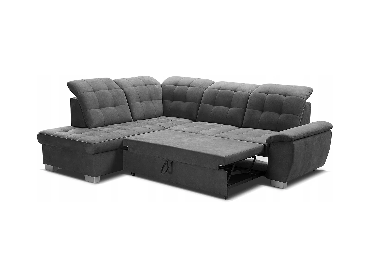 LOTTA Ecksofa mit SALVADOR-Stoff, familienfreundlich, praktischer Bettkasten, hochwertige Verarbeitung, 258x212 cm, linke Ecke, GRÜN