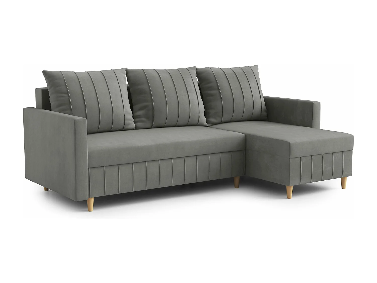 FOX hoekbank met elegant design, 224x103 cm, comfortabel, slaapfunctie, kleur donkergrijs, rechts