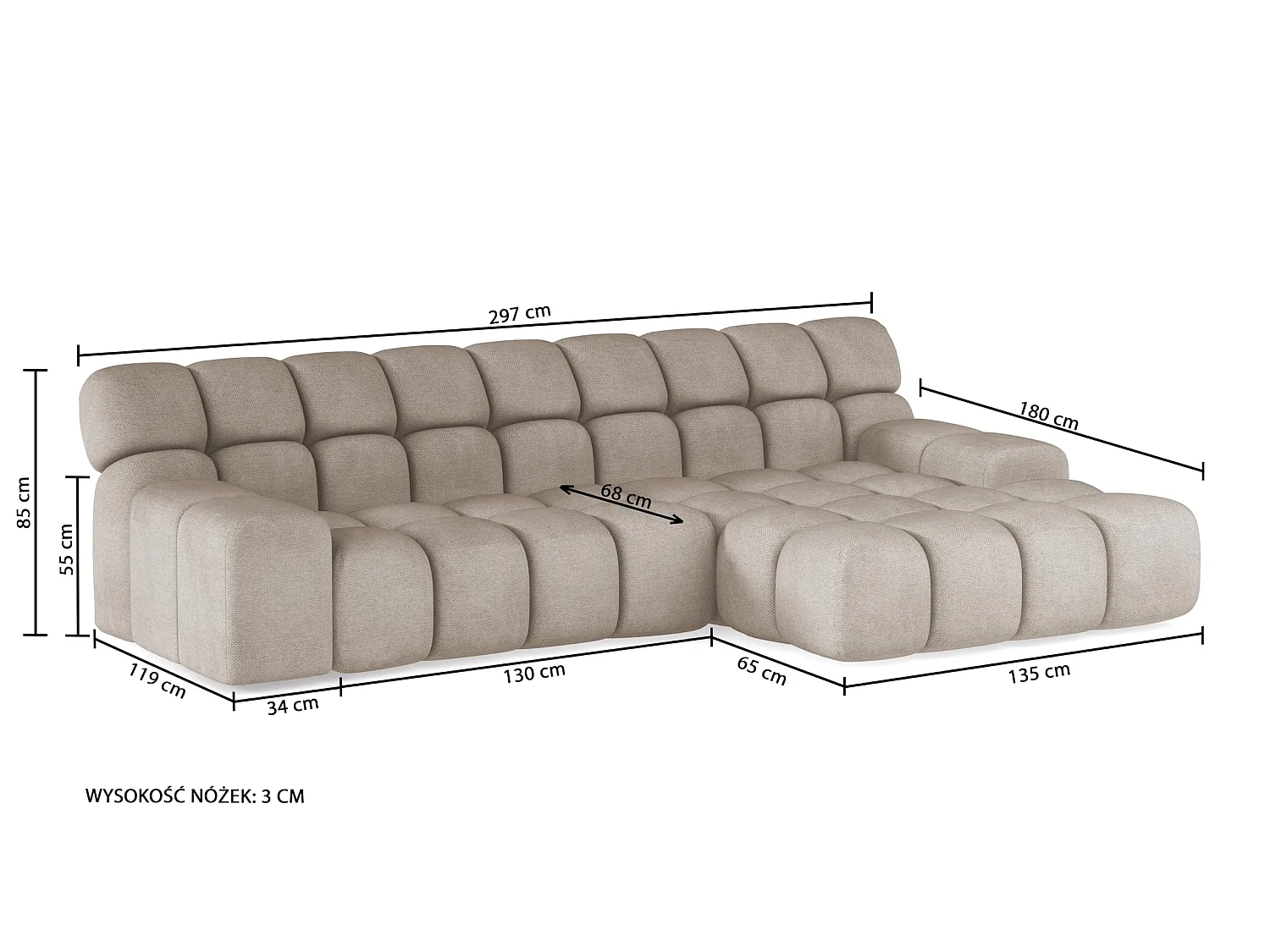 Canapé d'angle CAMPILE DomoHome, assise électrique réglable, appuie-têtes ajustables, angle gauche, 288x119x85 cm, NOIR