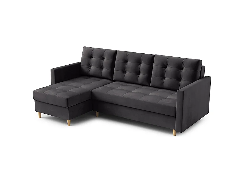 Ecksofa DIVO mit Schlaffunktion, 224x103 cm, elegantes Design, hochwertige Materialien, Farbe Dunkelgrau Kronos, Links