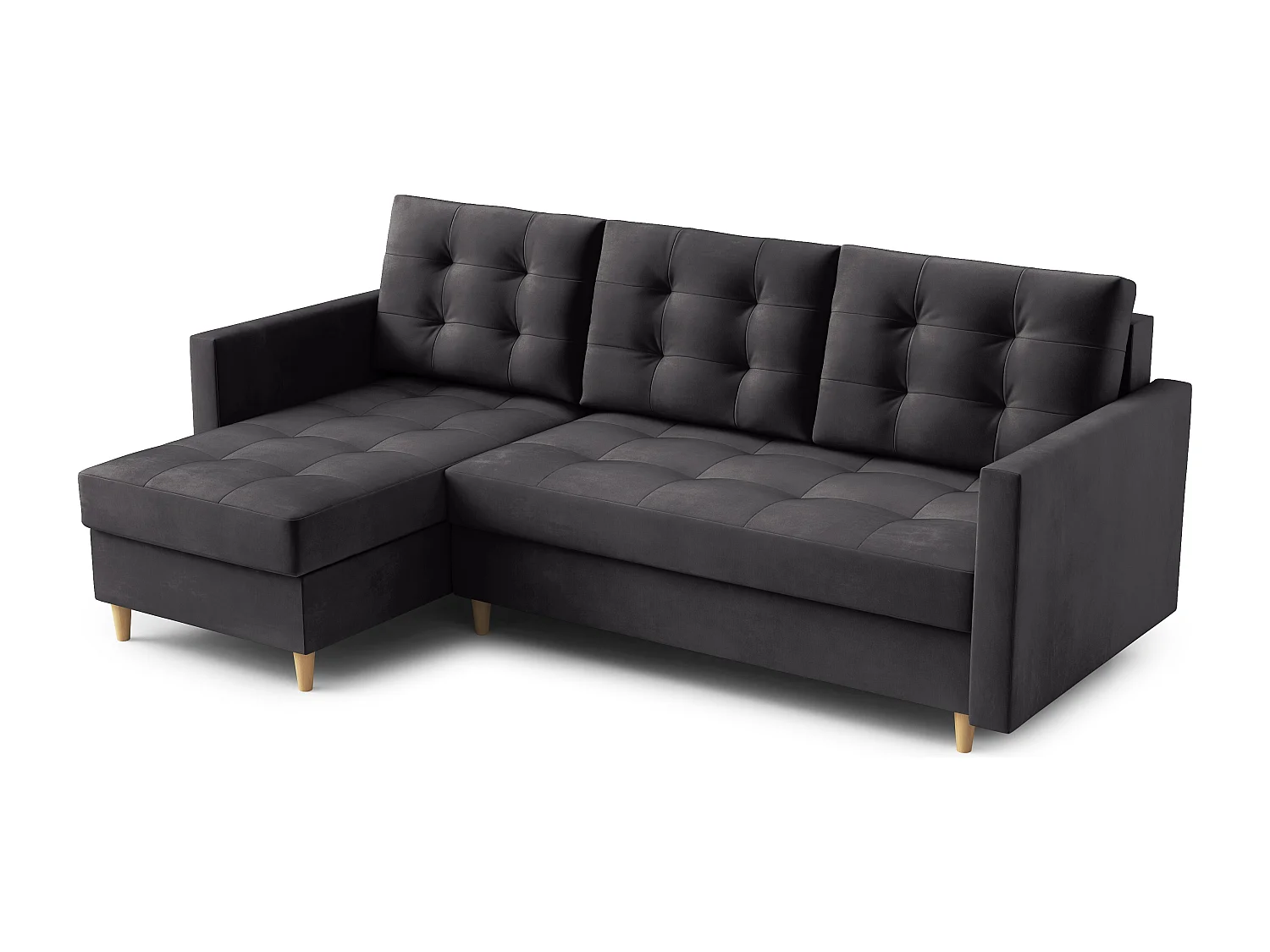 Canapé d'angle DIVO avec fonction sommeil, 224x103 cm, design élégant, matériaux de haute qualité, couleur gris foncé Kronos, Gauche