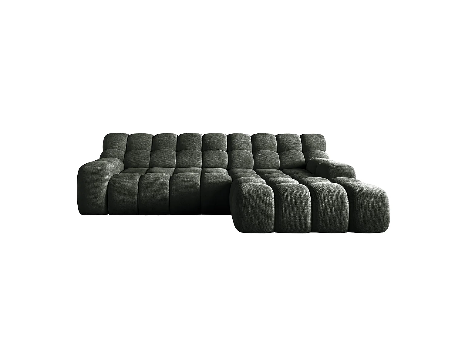 Ecksofa CAMPILE DomoHome, elektrisch verstellbarer Sitz, verstellbare Kopfstützen, rechte Ecke, 288x119x85 cm, GRÜN