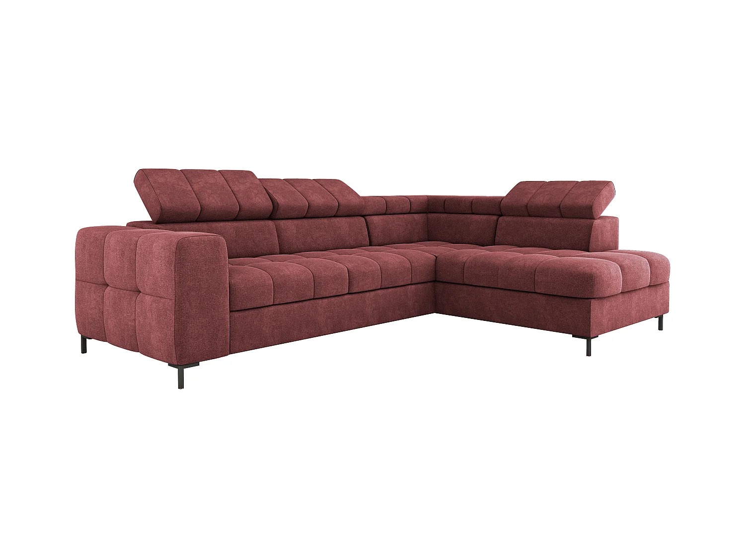 Canapé d'Angle PABLOS avec Têtière Réglable 279x201cm | Couchage & Rangement, Rouge Clair Vogue, Droit