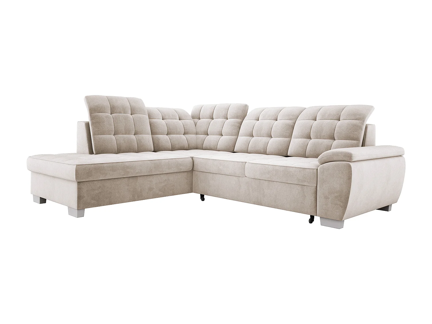 Hoekbank LOTTA in stof SALVADOR, omvormbaar, ruime zit, elegant design, 258x212 cm, linkerhoek, BEIGE