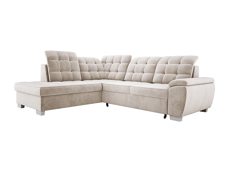 Hoekbank LOTTA in stof SALVADOR, omvormbaar, ruime zit, elegant design, 258x212 cm, linkerhoek, BEIGE