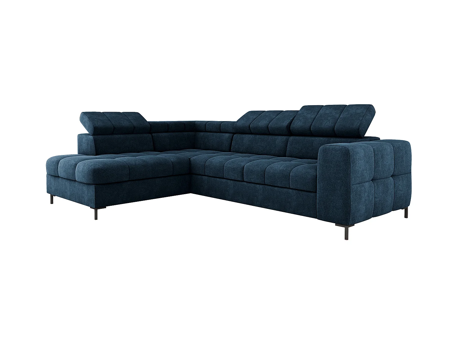 Canapé d'Angle PABLOS avec Têtière Réglable 279x201cm | Couchage & Rangement, Bleu Foncé Vogue, Gauche