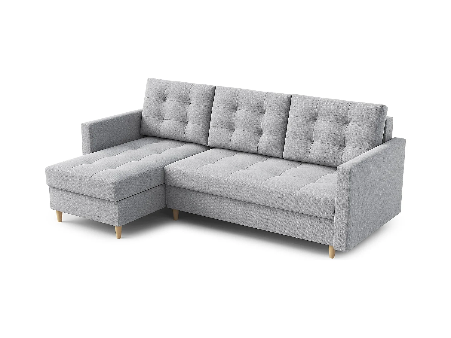 Canapé d'angle DIVO avec fonction sommeil, 224x103 cm, design élégant, matériaux de haute qualité, couleur gris clair, gauche