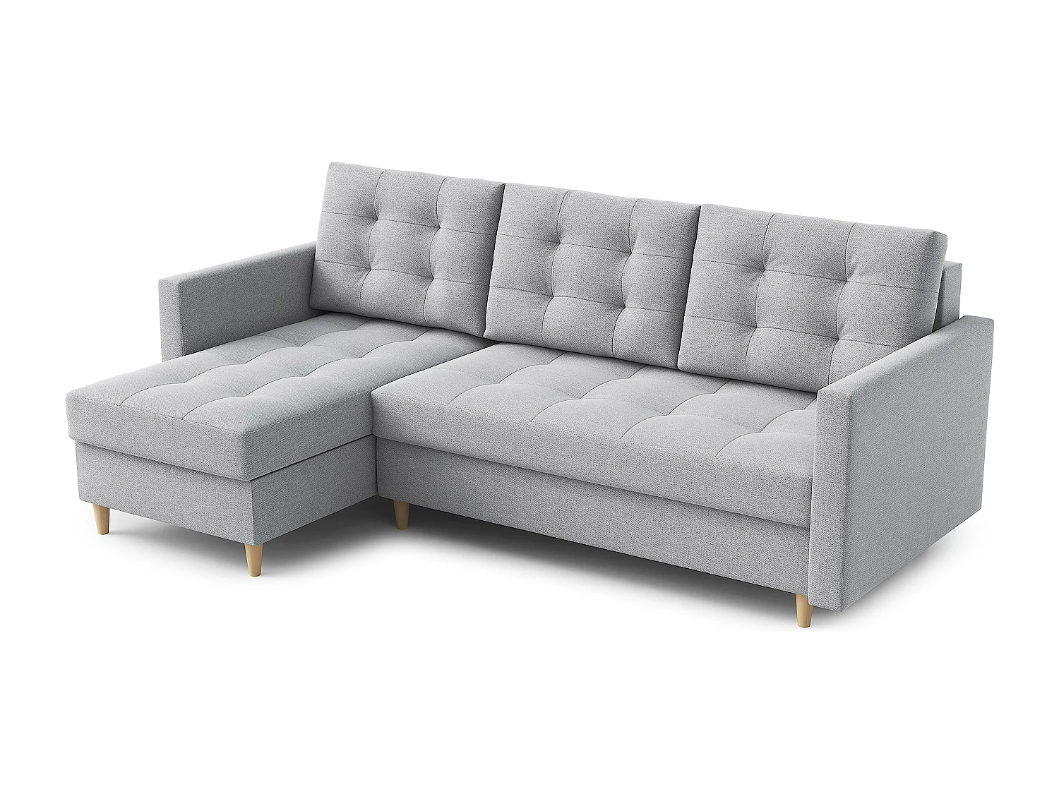 Canapé d'angle DIVO avec fonction sommeil, 224x103 cm, design élégant, matériaux de haute qualité, couleur gris clair, gauche