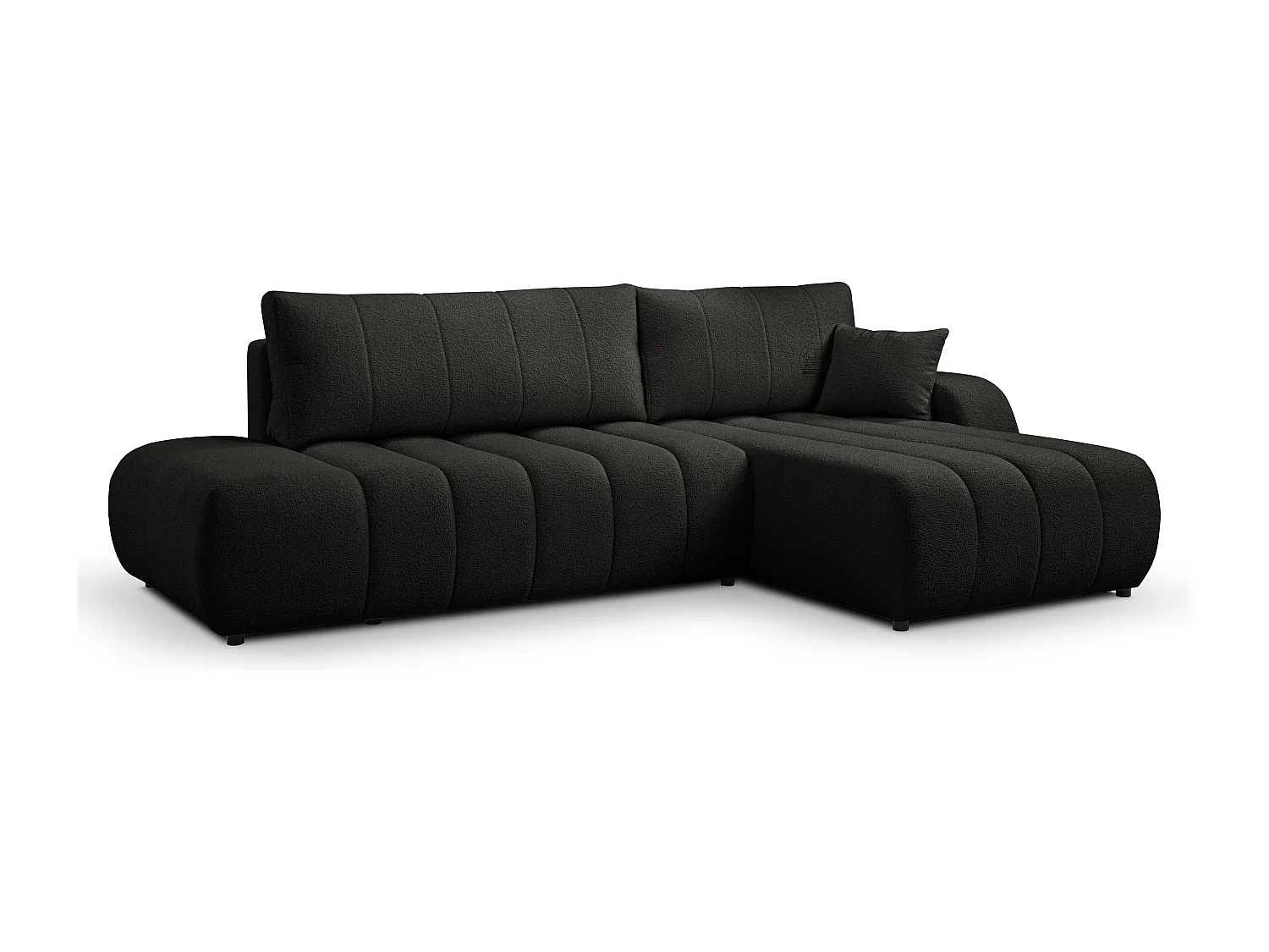 Canapé d'angle avec fonction sommeil BALOO - Design moderne, haute fonctionnalité, assise confortable, matériaux durables, couleur noir, droite