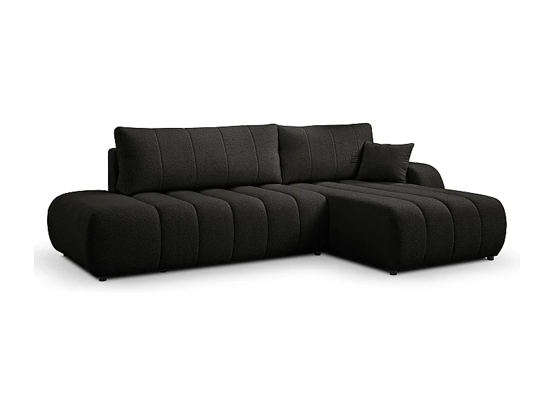 Canapé d'angle avec fonction sommeil BALOO - Design moderne, haute fonctionnalité, assise confortable, matériaux durables, couleur noir, droite