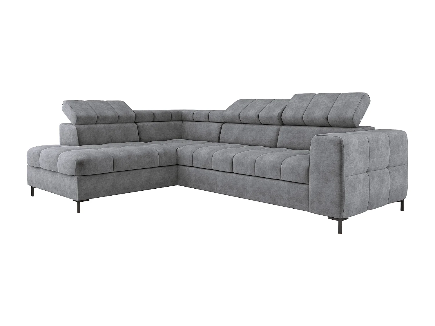 Sofa PABLOS met verstelbare hoofdsteun 279x201cm | Slapen & opbergen, Gris Clair Wolk, Links