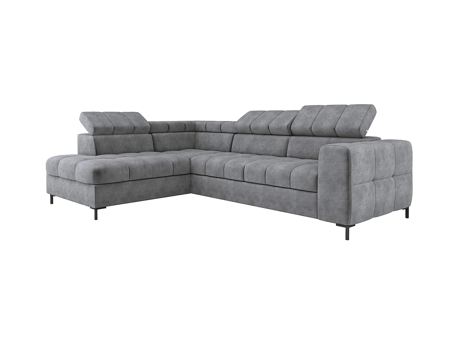 Canapé d'Angle PABLOS avec Têtière Réglable 279x201cm | Couchage & Rangement, Gris Clair Cloud, Gauche