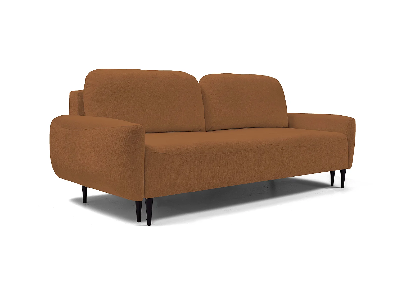 Sofa BOHO - Sofa rozkładana z powierzchnią do spania 140x200cm, drewniane nogi, pojemnik na pościel, tapicerka z pianki PUR, 244x92x102cm MIEDŹ