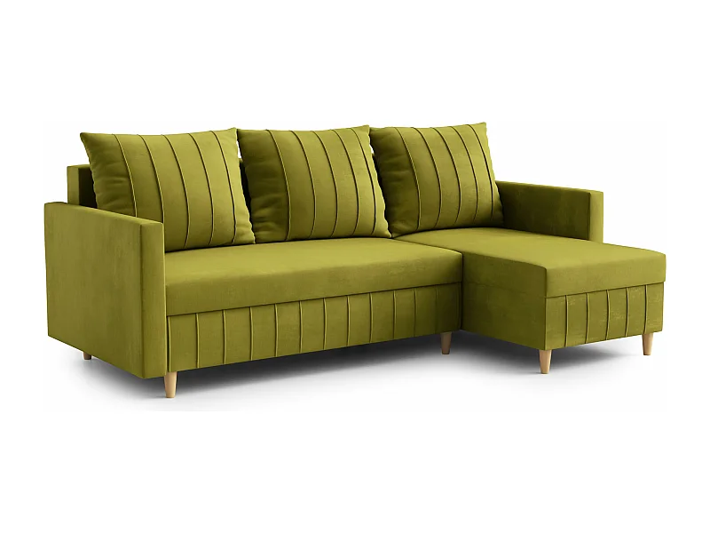 Canapé d'angle FOX au design élégant, 224x103 cm, confortable, fonction sommeil, Couleur jaune, Gauche