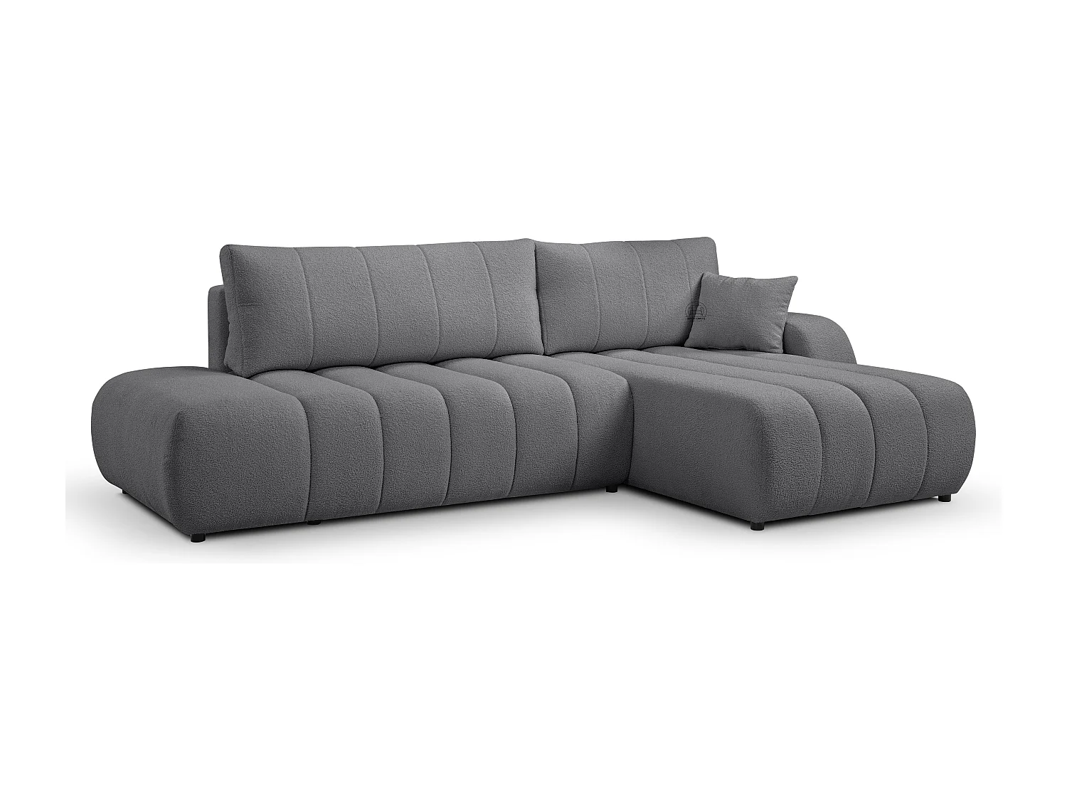 Canapé d'angle avec fonction sommeil BALOO - Design moderne, haute fonctionnalité, assise confortable, matériaux durables, couleur gris foncé, droite