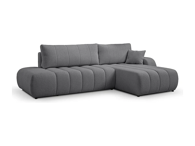 Canapé d'angle avec fonction sommeil BALOO - Design moderne, haute fonctionnalité, assise confortable, matériaux durables, couleur gris foncé, droite