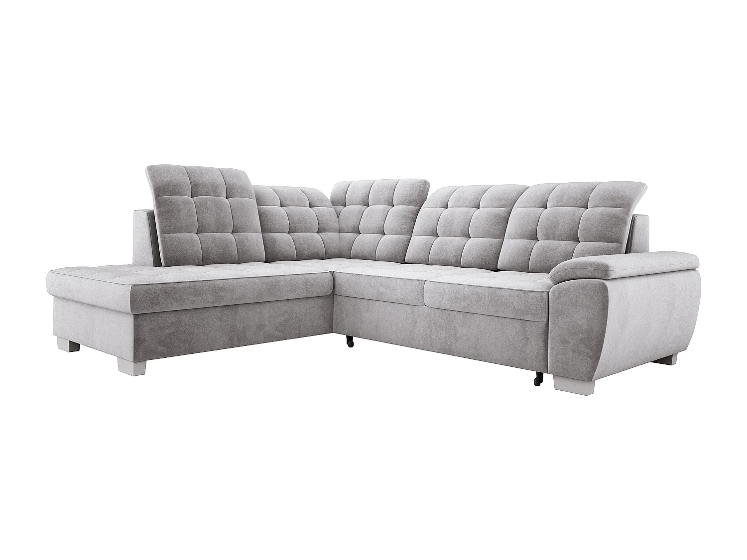 Hoekbank LOTTA, 186x125 cm, relax, onderhoudsvriendelijk fluweel, 258x212 cm, linkerhoek, GREY