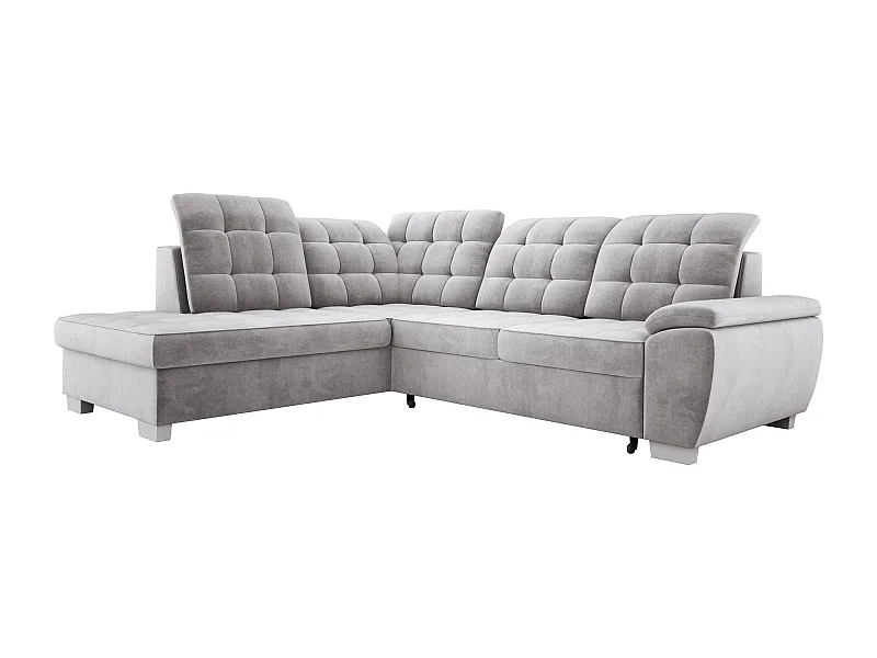 Hoekbank LOTTA, 186x125 cm, relax, onderhoudsvriendelijk fluweel, 258x212 cm, linkerhoek, GREY