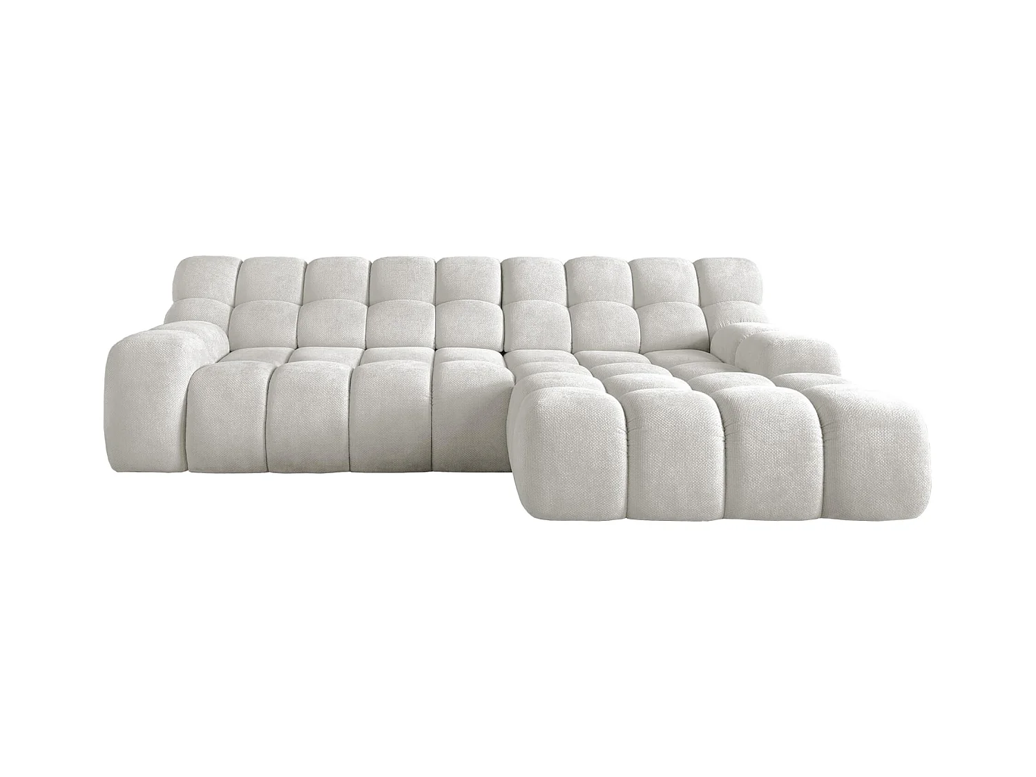 Ecksofa CAMPILE DomoHome, elektrisch verstellbarer Sitz, verstellbare Kopfstützen, rechte Ecke, 288x119x85 cm, HELLGRAU