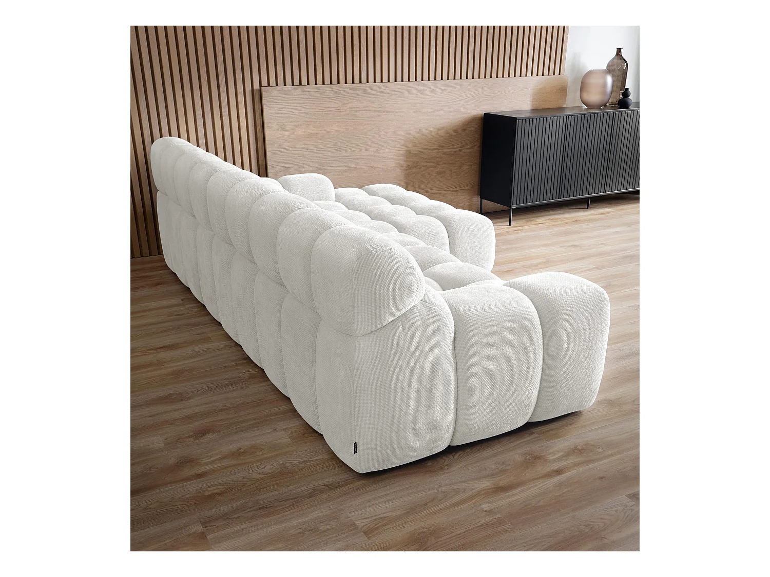 Ecksofa CAMPILE DomoHome, elektrisch verstellbarer Sitz, verstellbare Kopfstützen, rechte Ecke, 288x119x85 cm, HELLGRAU