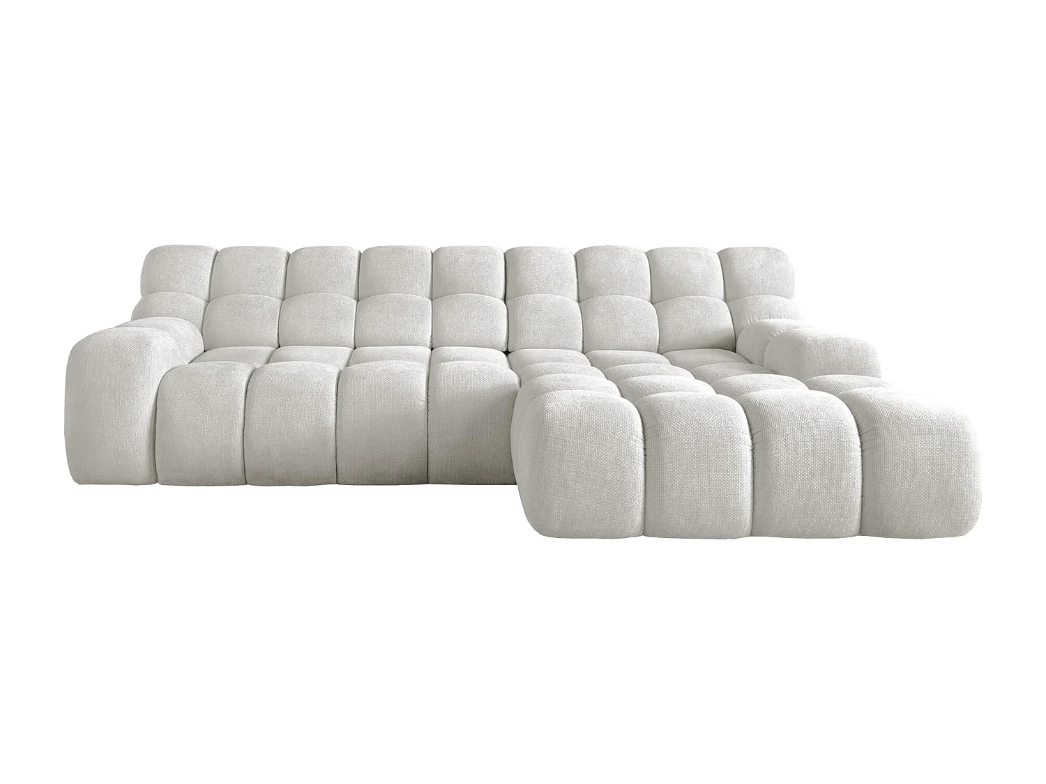 CAMPILE DomoHome hoekbank, elektrisch verstelbare zitting, verstelbare hoofdsteunen, rechterhoek, 288x119x85 cm, LIGHT GREY