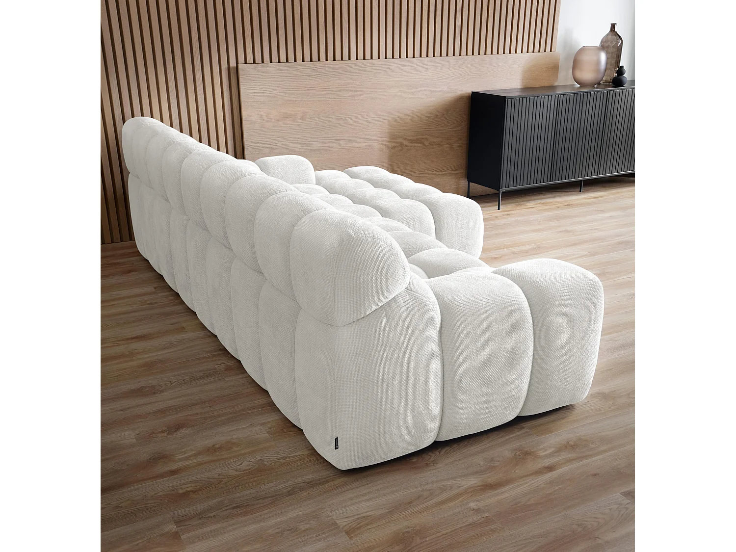 CAMPILE DomoHome hoekbank, elektrisch verstelbare zitting, verstelbare hoofdsteunen, rechterhoek, 288x119x85 cm, LIGHT GREY