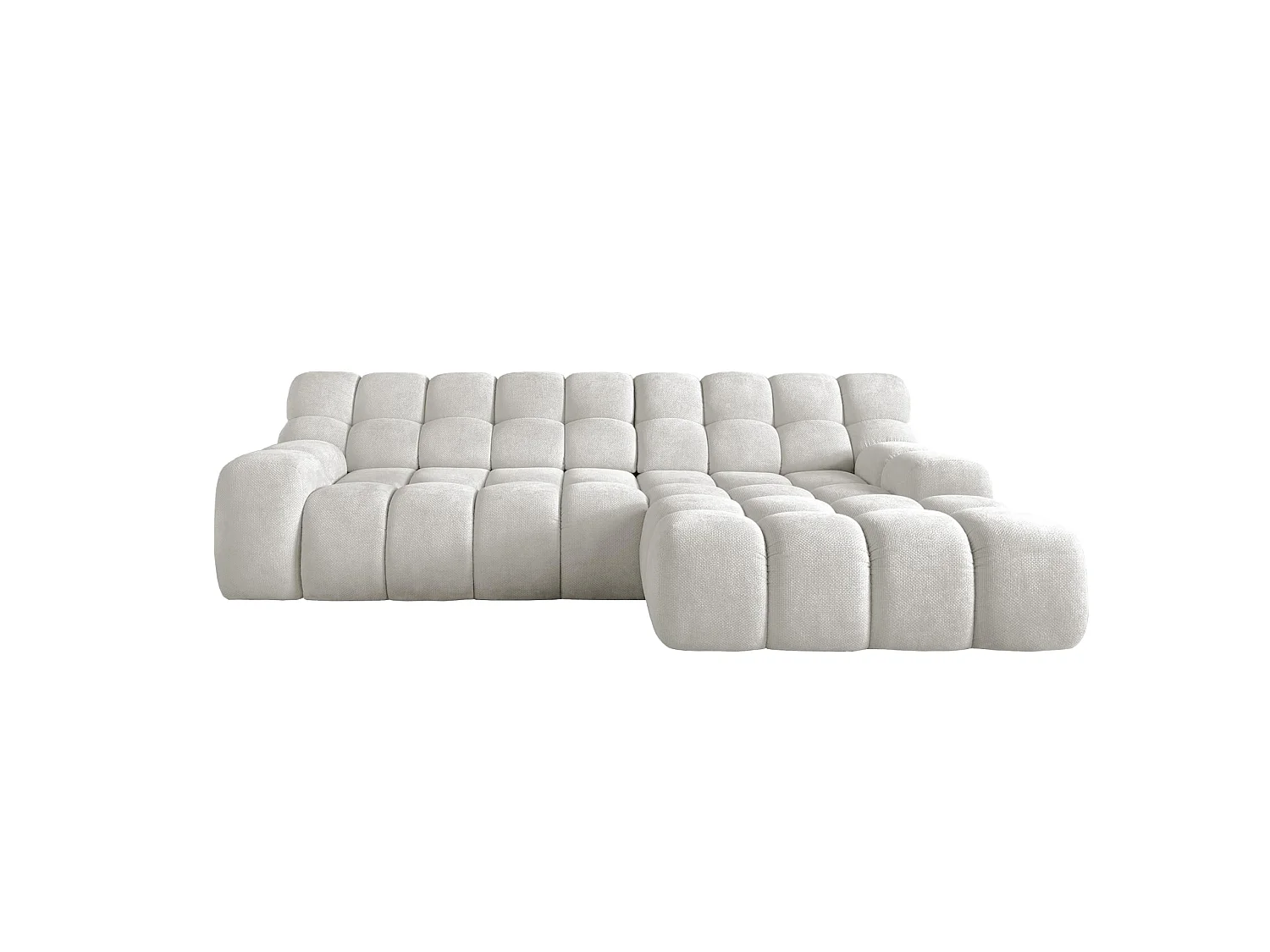 Ecksofa CAMPILE DomoHome, elektrisch verstellbarer Sitz, verstellbare Kopfstützen, rechte Ecke, 288x119x85 cm, HELLGRAU