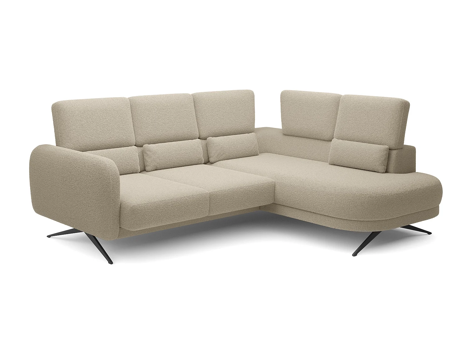 Hoekbank ILUSIO L met slaapfunctie, 250x205cm, verstelbare rugleuning, hoogwaardige materialen, kleur crème, links