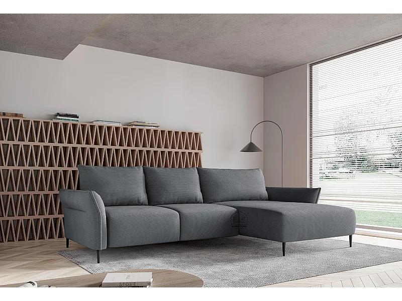 Hoekbank ILUSIO L met slaapfunctie, 250x205cm, verstelbare rugleuning, hoogwaardige materialen, kleur lichtgrijs, rechts