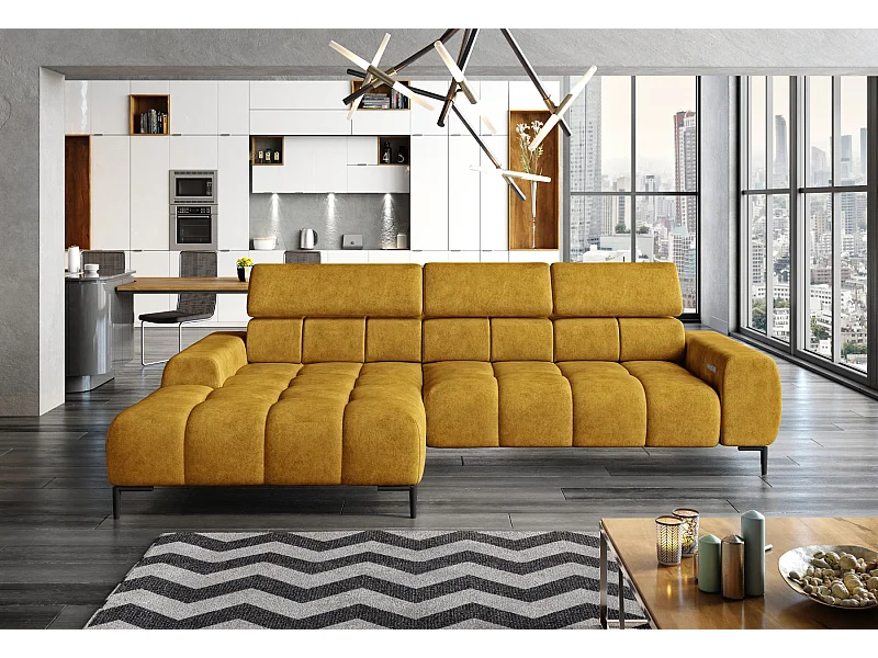 Ecksofa PLAZA Mini Elektrisch verstellbar 270x177cm | Gelb Salvador, Links