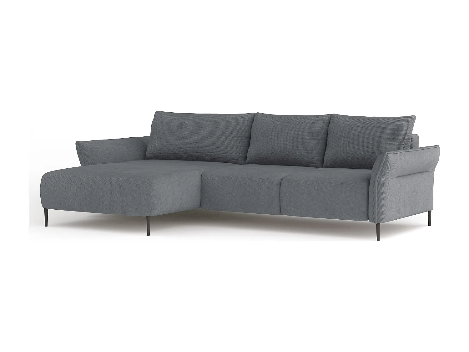 Ecksofa LUIS mit Bettfunktion - Modernes Sofa mit Stauraum 255x165 cm, Boxspring-Sofa, Farbe grau, Links