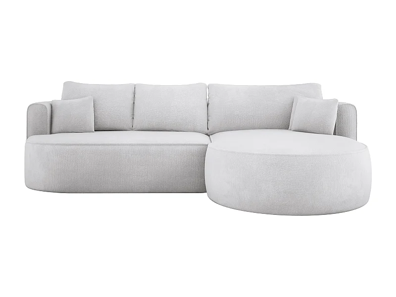 Canapé d'angle convertible FIORE avec couchage, suspension à vagues, coffre et 5 coussins, droite 284x183x82 cm, blanc